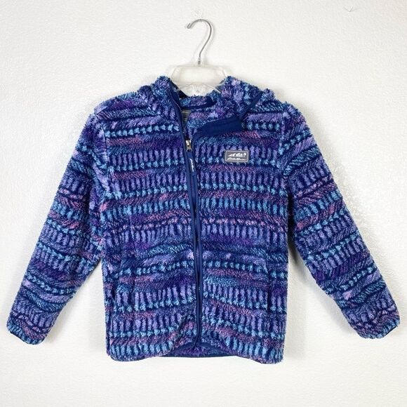 Girl’s Eddie Bauer Blue & Purple Faux Fur Zip Up Teddy Jacket - Picture 1 of 4